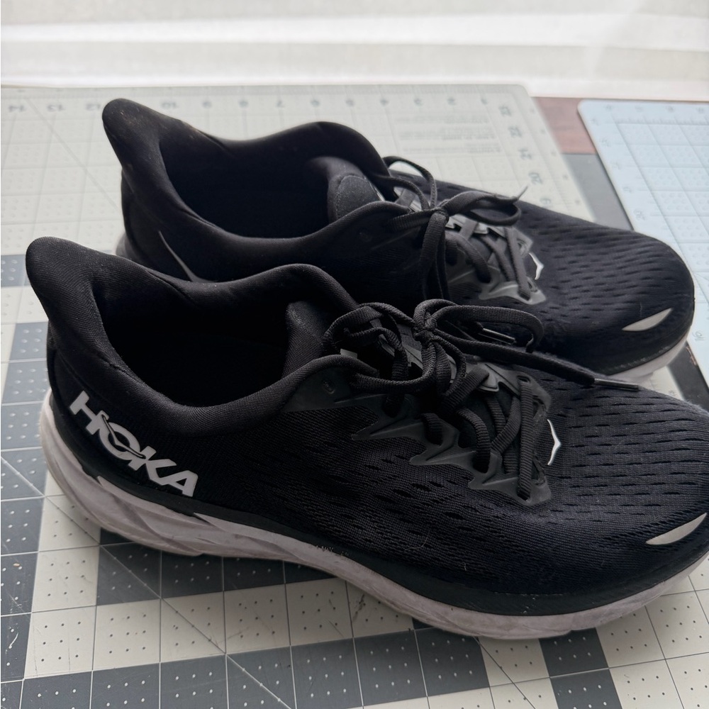 Hoka Black and White Athletic Running Shoes